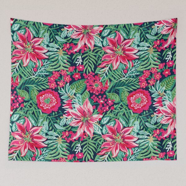 Item preview, Christmassy preppy pattern with poisettia designed and sold by FK-UK.