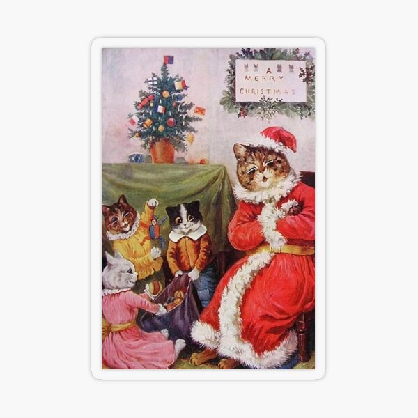 Louis Wain Christmas Santa Art Board Print for Sale by raybondesigns