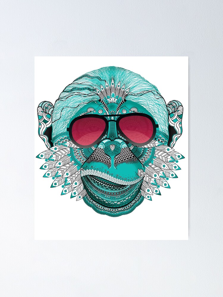 "monkey mandala india tatoo sunglasses face mouth teeth cool swag rap