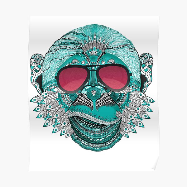 "monkey mandala india tatoo sunglasses face mouth teeth cool swag rap