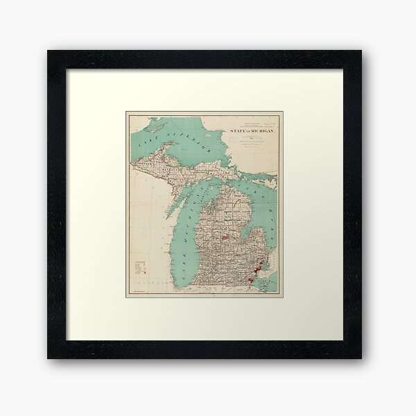 Item preview, Vintage Map of Michigan (1888) designed and sold by BravuraMedia.