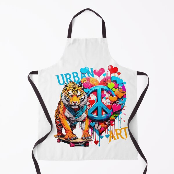 Item preview, Urban tiger with skateboard and peace love graffiti designed and sold by PETS ABC.