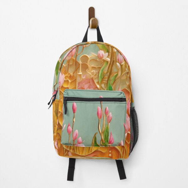 Item preview, Realistic pink and orange 3D flowers - expressive botanical pattern. designed and sold by My-fake-places.
