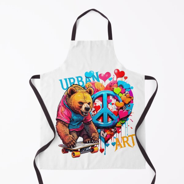 Item preview, Urban bear with skateboard and peace love graffiti designed and sold by PETS ABC.
