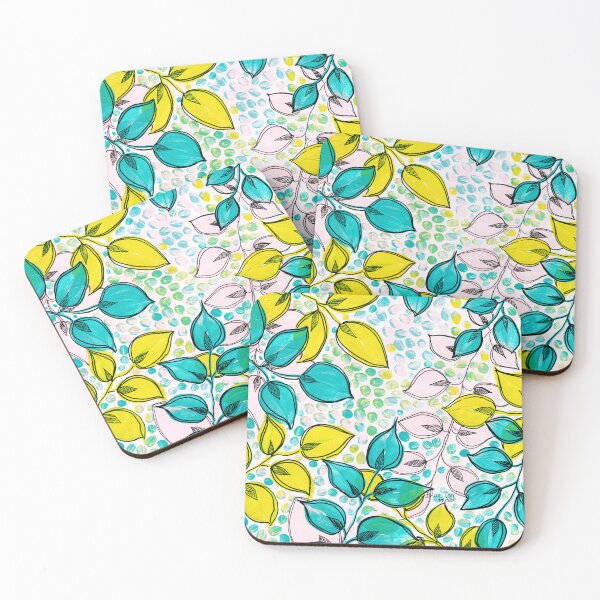Item preview, Summer Leaves - Teal and Yellow designed and sold by BlueZenStudio.