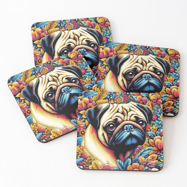 Item preview, vibrant and colorful art design of a pug dog designed and sold by clearviewstock.