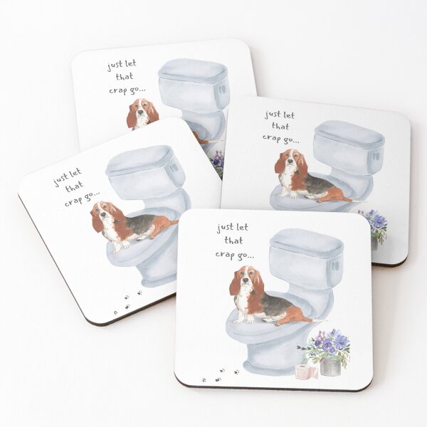 Item preview, Just Let That Crap Go Basset Hound on Toilet  designed and sold by beastieboutique.
