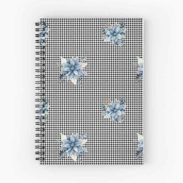 Aperçu de l'œuvre Imprimé pied-de-poule et fleur de poinsettia bleu poussiéreux créée et vendue par AgathaZolastore.