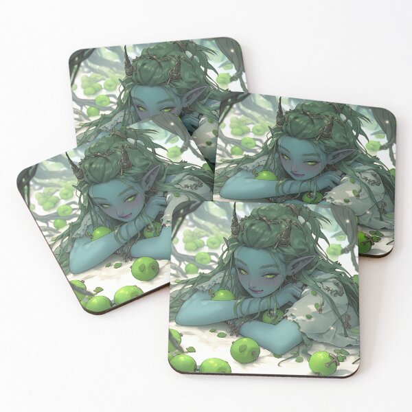 Item preview, Cute Flirty Green Apple Elf Anime Girl designed and sold by bubblegoth.