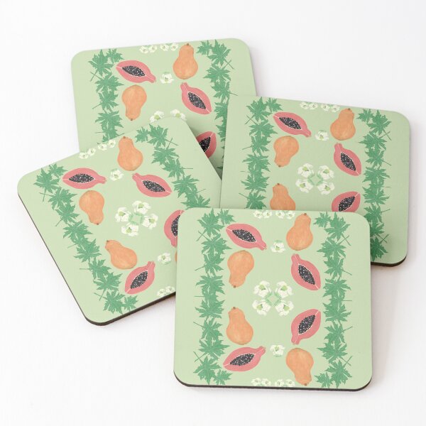Item preview, Papaya Fruit, Leaf, and Blossoms in Gouache Paint designed and sold by IridescentSea.