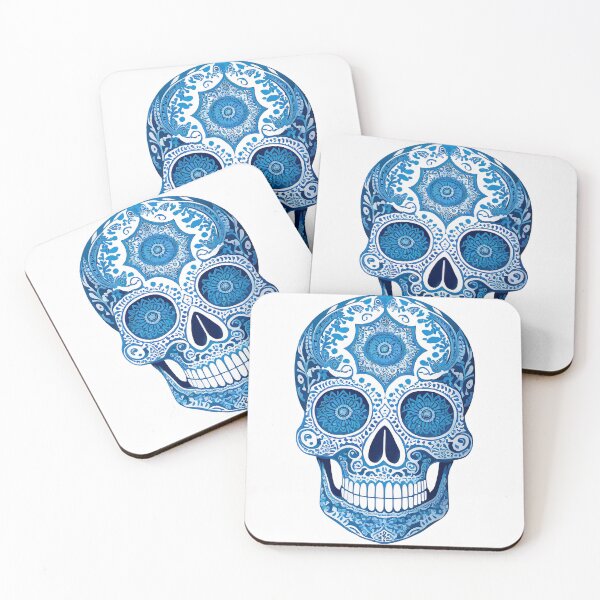 Item preview, Blue Paisley Day of the Dead Sugar Skull designed and sold by andi2966.