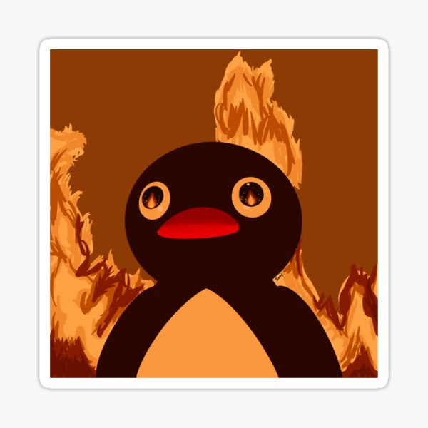 Vista previa del artículo con la obra «Pingu en fuego», diseñado y vendido por nemitzart.