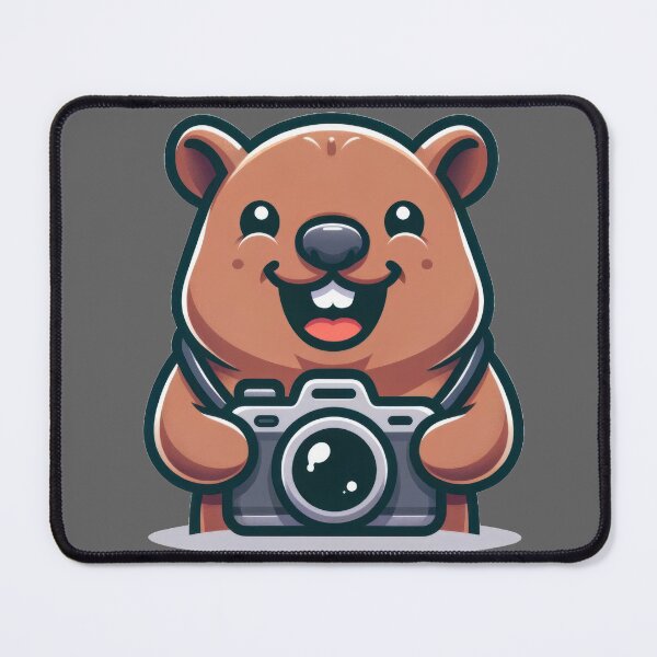 Item preview, Jovial Wombat with Camera - A Unique 2D Flat Design designed and sold by CosmicScare10.