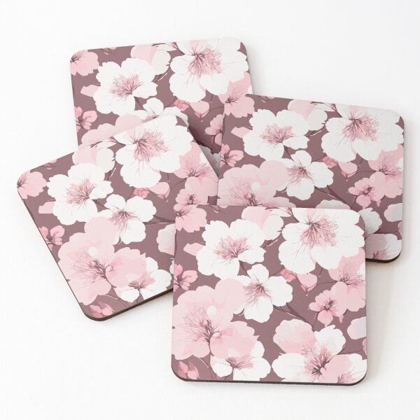 Item preview, Cherry Flower Pattern on Dark Coral Pink  designed and sold by GraphicsClub.