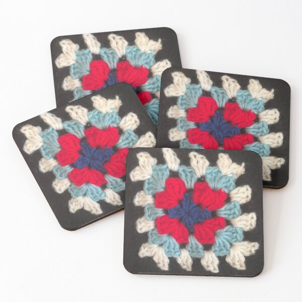 Item preview, Blues and hot pink granny square designed and sold by Phoebew03.