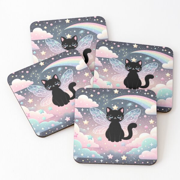 Item preview,  Blush Enchantment: Black Cat Fairy in Pink Graphic designed and sold by BeautBoldBasic.