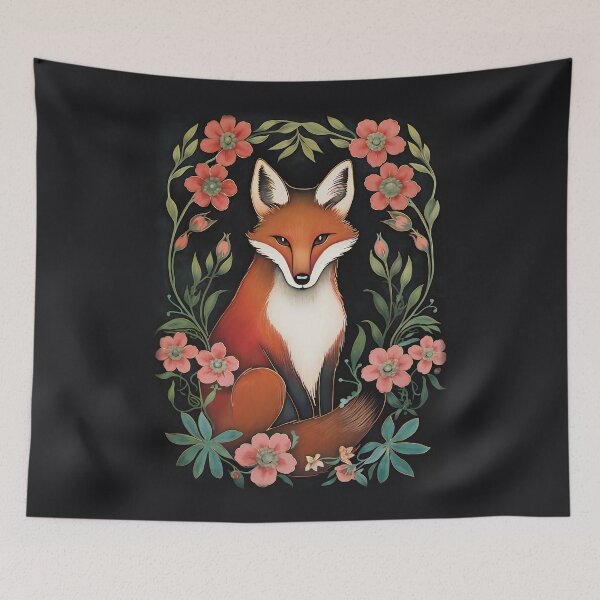 Item preview, Fox with lily of the valley flowers designed and sold by DreamCanvasDes.