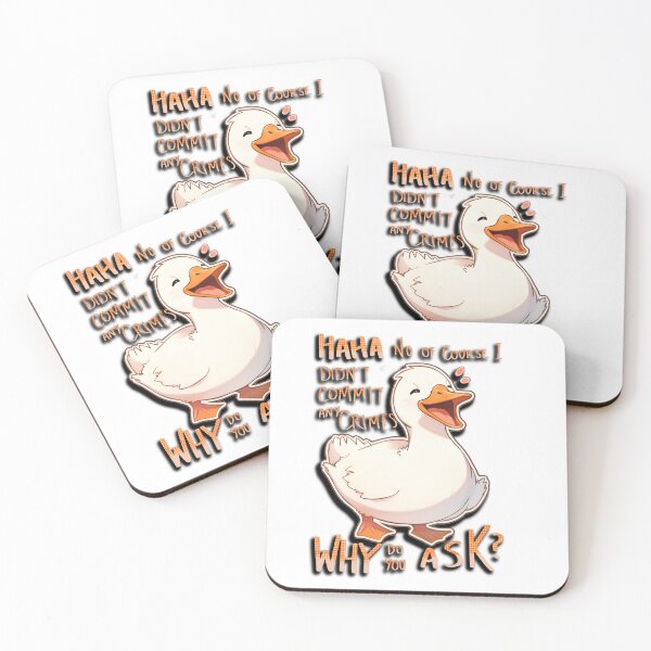 Item preview, Haha No Of Course I Didn't Commit Any Crimes Why Do You Ask Nervous Duck With Dotted Text Hydroflask Sticker and Shirt Design by Zeesdesign on Redbubble designed and sold by ZEESDESIGN.