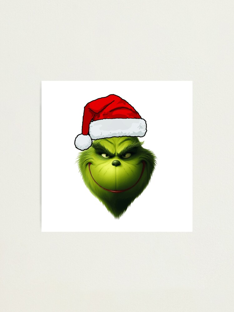 The Grinch of Christmas with Santa's Hat Grinning
