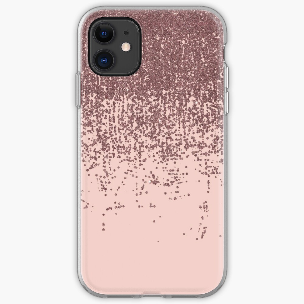 Speckled Rose Gold Glitter On Blush Pink Iphone Case Cover By