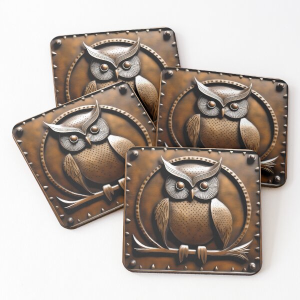Item preview, Leatherwork owl designed and sold by WildLadyWood.