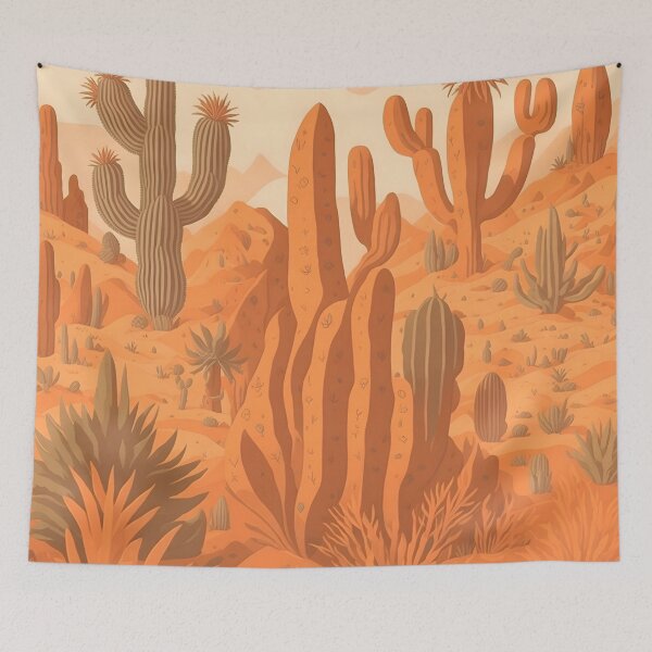 Item preview, "Desert Dreams: Artwork with Seamless Patterns in Warm Sandy Tones and Cacti Accents designed and sold by Best-Art-32.