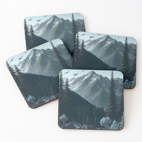 Item preview, "Mountain Majesty: Artwork Pattern with Cool Grays, Forest Greens, and Realistic Details" designed and sold by Best-Art-32.