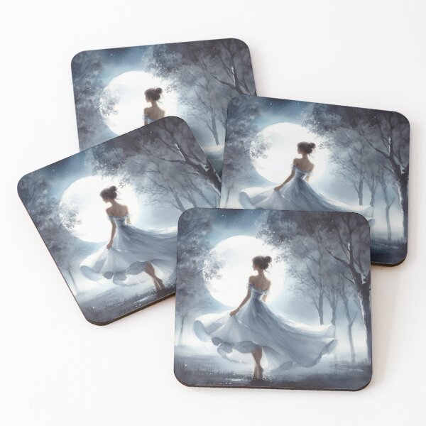 Item preview, Moonlit Serenity: Enchanting Watercolor Painting, Mobile Case, and Canvas featuring an Elegant Dancing Girl in White Gown designed and sold by Ranja Sanat.