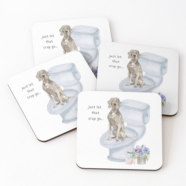 Item preview, Funny Watercolor Weimaraner Dog sitting on Toilet Seat  designed and sold by beastieboutique.