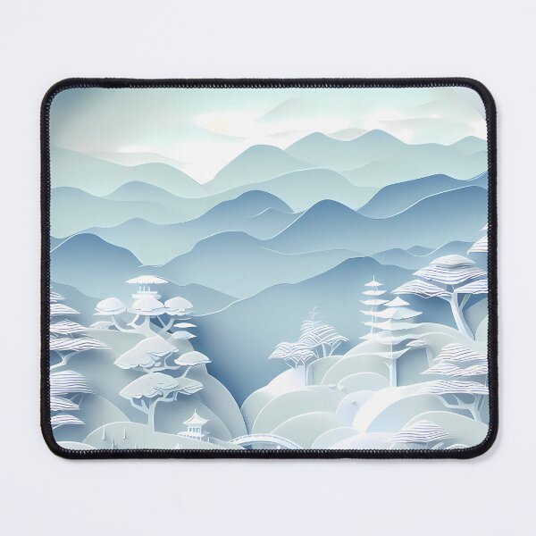 Item preview, Chinese landscape papercut blue designed and sold by WalterGomes.