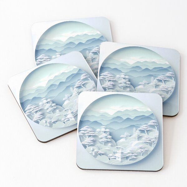 Item preview, Chinese landscape papercut blue designed and sold by WalterGomes.