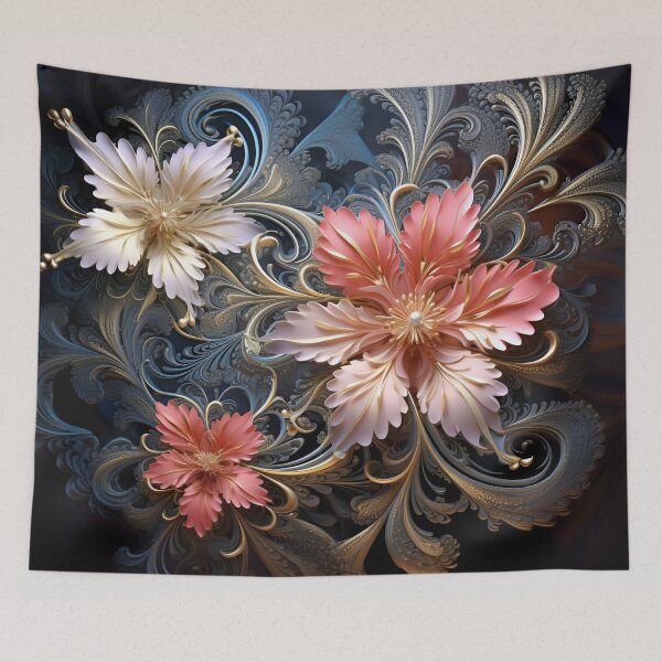 Item preview, colorful fractal floral arrangement digital print designed and sold by dcrc.