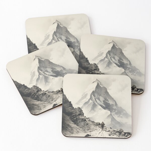 Item preview, Hiker in Snow, Huge Mountain in background designed and sold by stRAWprints.
