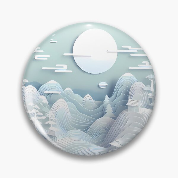Item preview, Japanese landscape papercut blue designed and sold by WalterGomes.