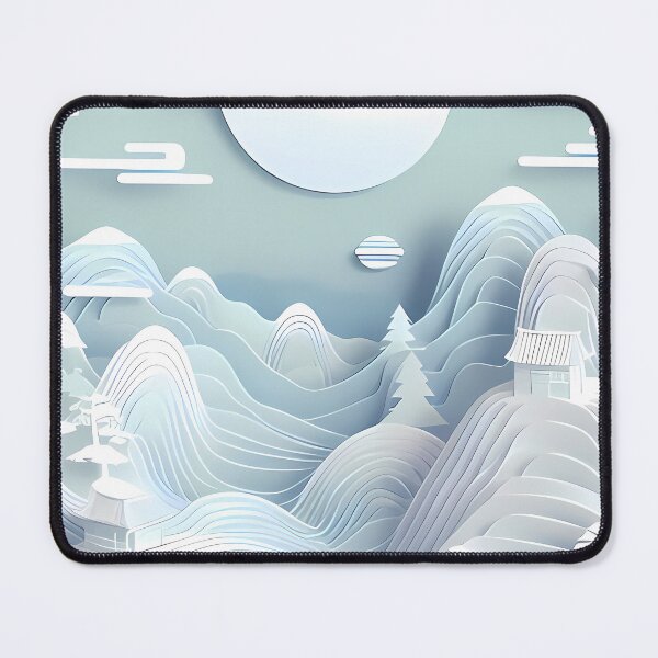 Item preview, Japanese landscape papercut blue designed and sold by WalterGomes.