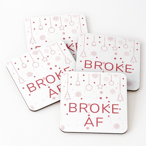 Item preview, Christmas Humor. Rude, Offensive, Inappropriate Drinking Christmas Card. Broke AF. Red designed and sold by That Cheeky Tee.