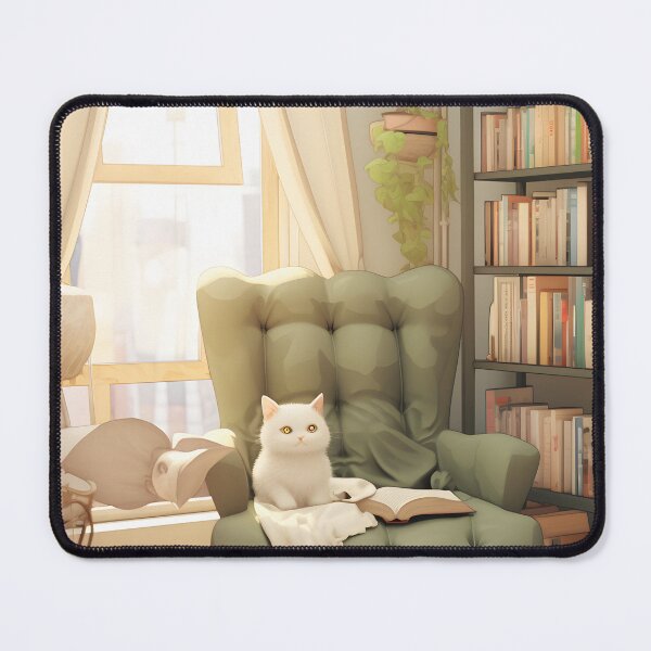 Item preview, Fluffy Cat in Reading Corner designed and sold by aurahealing.