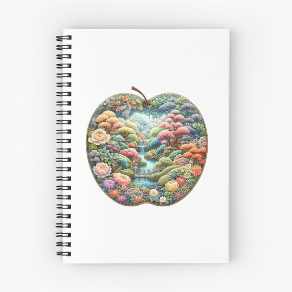 Item preview, An art picture of an apple filled with beautiful forests and flowers. designed and sold by Natcharee.