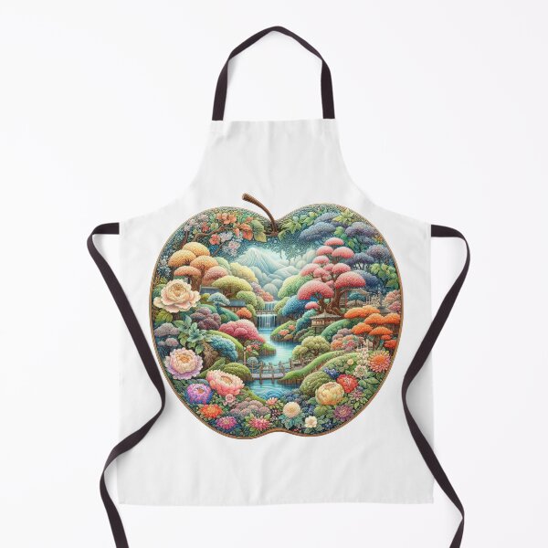 Item preview, An art picture of an apple filled with beautiful forests and flowers. designed and sold by Natcharee.