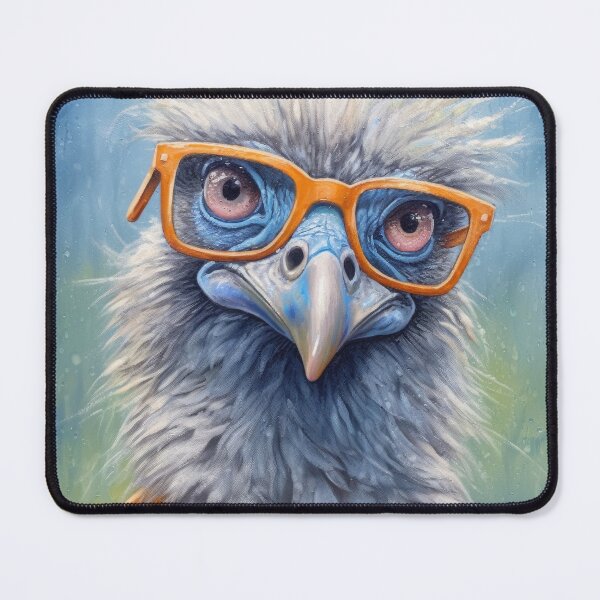 Item preview, funny bird with glasses, emu humor and fun designed and sold by WallyPink.