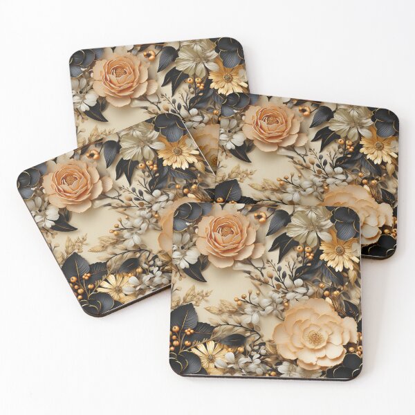 Item preview, Black and Gold Flowers and Leaves  designed and sold by Kathleen Douglas.