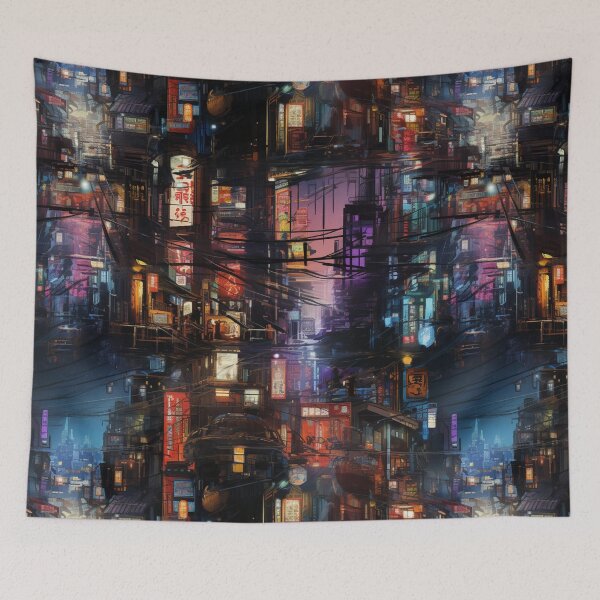Item preview, Cyberpunk City digital paper designed and sold by Khun-Teera.
