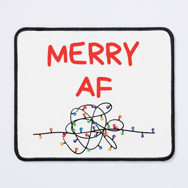 Item preview, Christmas Humor. Rude, Offensive, Inappropriate Christmas Card. Merry AF. Red designed and sold by That Cheeky Tee.