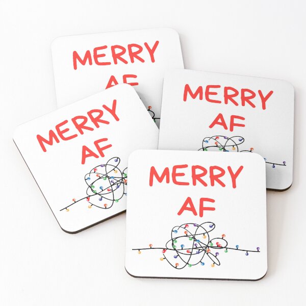 Item preview, Christmas Humor. Rude, Offensive, Inappropriate Christmas Card. Merry AF. Red designed and sold by That Cheeky Tee.