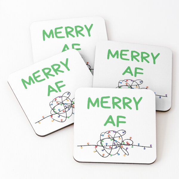 Item preview, Christmas Humor. Rude, Offensive, Inappropriate Christmas Card. Merry AF. Green designed and sold by That Cheeky Tee.