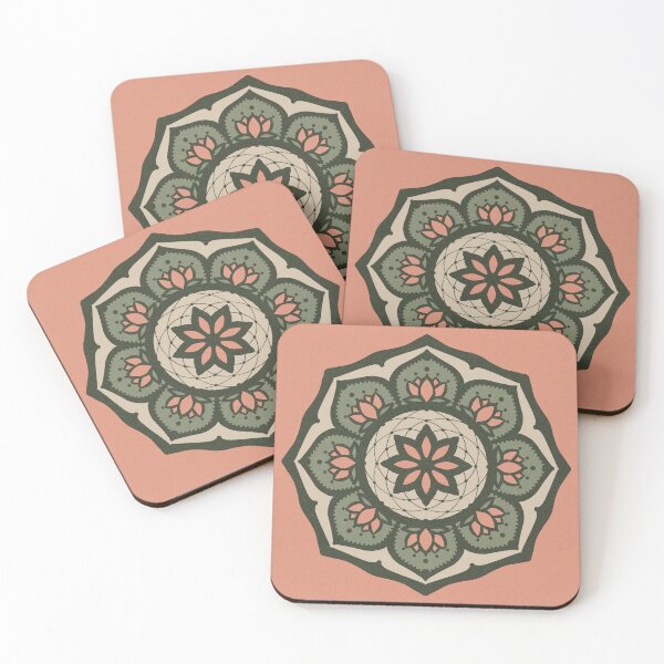 Item preview, Sahasrara Padma Mandala - Coral, Dove, Sage, Pine designed and sold by Irene Estelle.