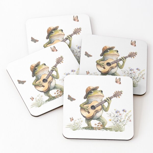 Item preview, Cute Cottagecore Floral Frog Playing Guitar  designed and sold by GirlGlowGraphic.