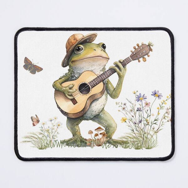 Item preview, Cute Cottagecore Floral Frog Playing Guitar  designed and sold by GirlGlowGraphic.