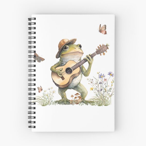 Item preview, Cute Cottagecore Floral Frog Playing Guitar  designed and sold by GirlGlowGraphic.