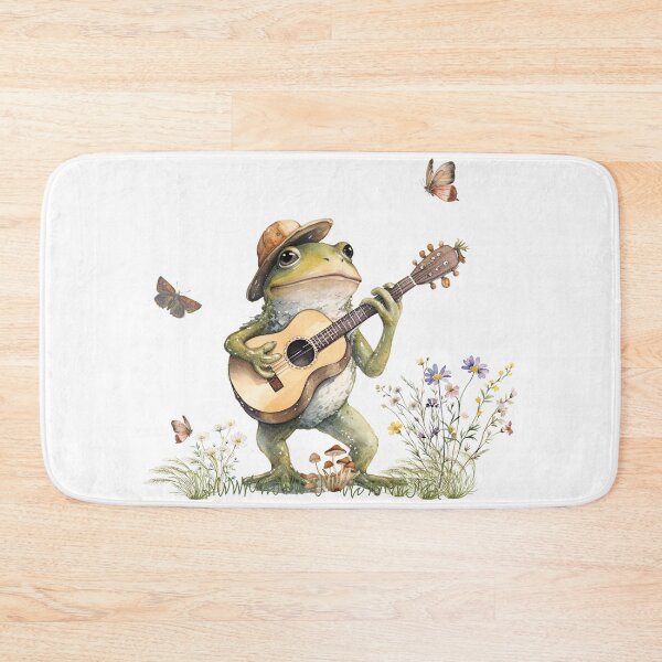 Item preview, Cute Cottagecore Floral Frog Playing Guitar  designed and sold by GirlGlowGraphic.